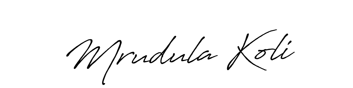 Create a beautiful signature design for name Mrudula Koli. With this signature (Antro_Vectra_Bolder) fonts, you can make a handwritten signature for free. Mrudula Koli signature style 7 images and pictures png