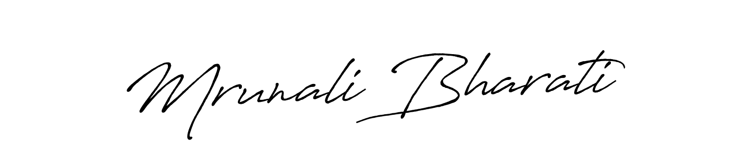 How to make Mrunali Bharati name signature. Use Antro_Vectra_Bolder style for creating short signs online. This is the latest handwritten sign. Mrunali Bharati signature style 7 images and pictures png
