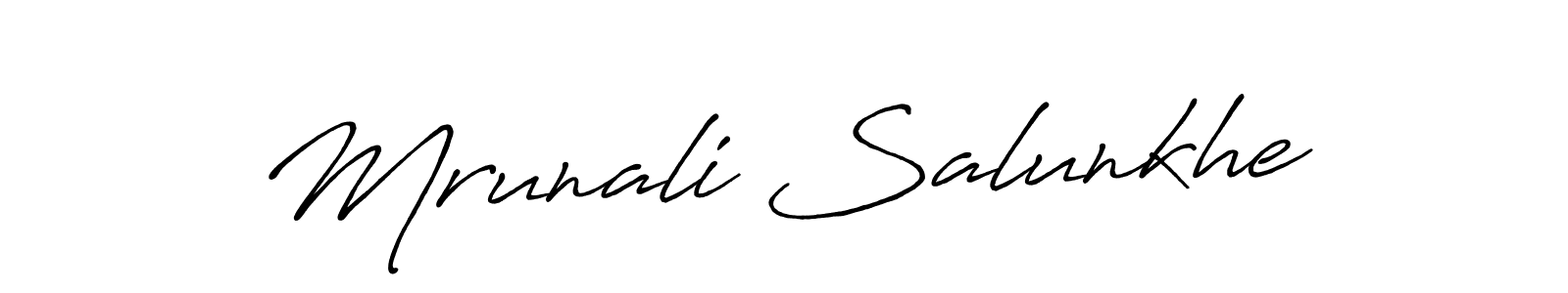 Create a beautiful signature design for name Mrunali Salunkhe. With this signature (Antro_Vectra_Bolder) fonts, you can make a handwritten signature for free. Mrunali Salunkhe signature style 7 images and pictures png