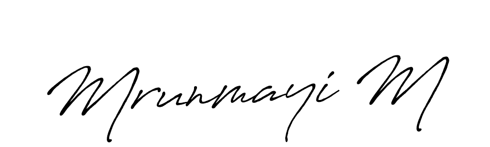 It looks lik you need a new signature style for name Mrunmayi M. Design unique handwritten (Antro_Vectra_Bolder) signature with our free signature maker in just a few clicks. Mrunmayi M signature style 7 images and pictures png