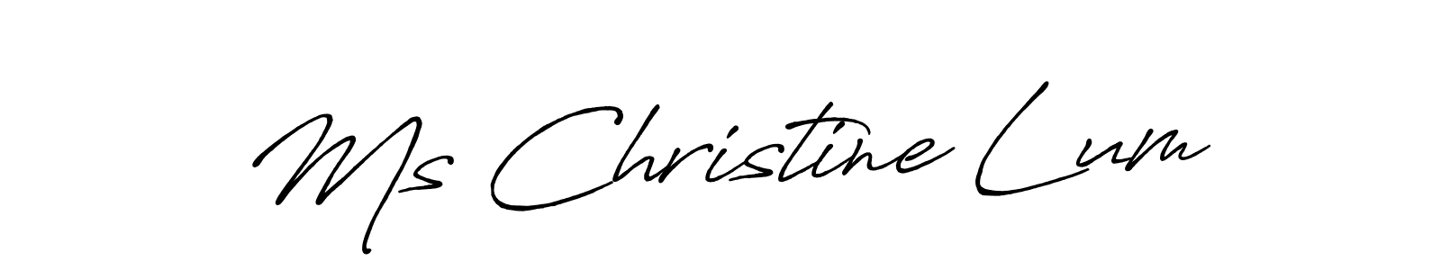 The best way (Antro_Vectra_Bolder) to make a short signature is to pick only two or three words in your name. The name Ms Christine Lum include a total of six letters. For converting this name. Ms Christine Lum signature style 7 images and pictures png