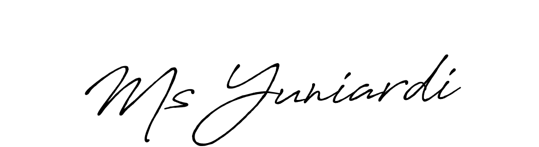 How to make Ms Yuniardi name signature. Use Antro_Vectra_Bolder style for creating short signs online. This is the latest handwritten sign. Ms Yuniardi signature style 7 images and pictures png