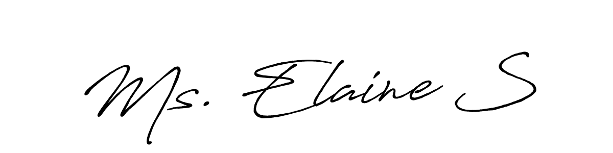 You should practise on your own different ways (Antro_Vectra_Bolder) to write your name (Ms. Elaine S) in signature. don't let someone else do it for you. Ms. Elaine S signature style 7 images and pictures png