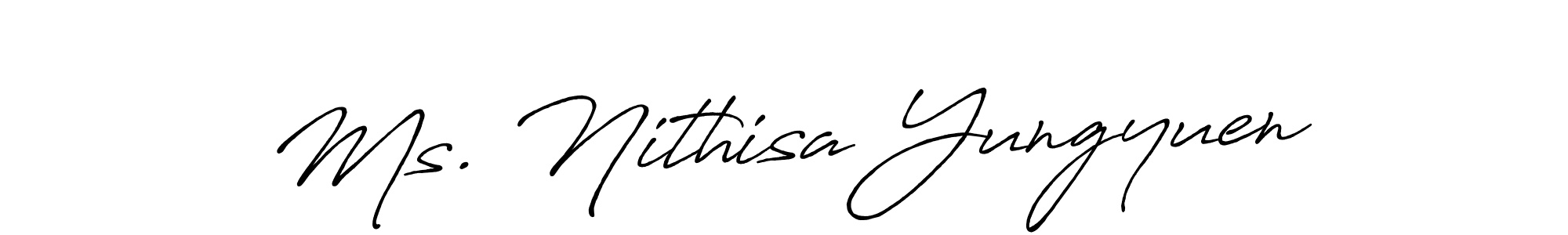 You can use this online signature creator to create a handwritten signature for the name Ms. Nithisa Yungyuen. This is the best online autograph maker. Ms. Nithisa Yungyuen signature style 7 images and pictures png