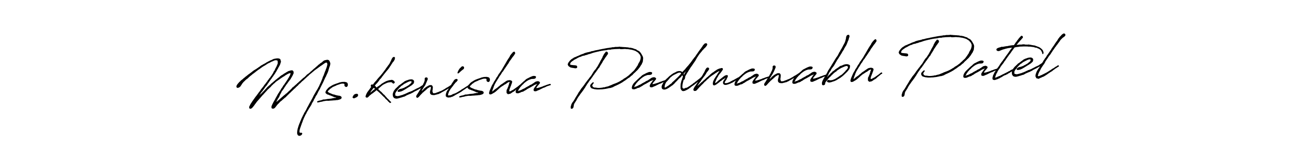 Create a beautiful signature design for name Ms.kenisha Padmanabh Patel. With this signature (Antro_Vectra_Bolder) fonts, you can make a handwritten signature for free. Ms.kenisha Padmanabh Patel signature style 7 images and pictures png