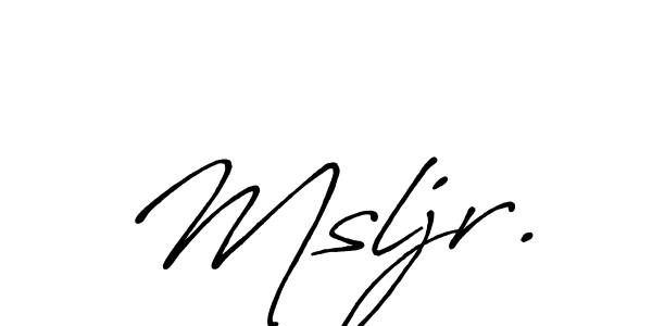 The best way (Antro_Vectra_Bolder) to make a short signature is to pick only two or three words in your name. The name Msljr. include a total of six letters. For converting this name. Msljr. signature style 7 images and pictures png