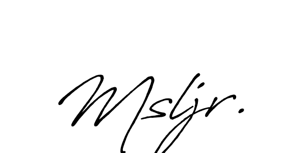 The best way (Antro_Vectra_Bolder) to make a short signature is to pick only two or three words in your name. The name Msljr. include a total of six letters. For converting this name. Msljr. signature style 7 images and pictures png