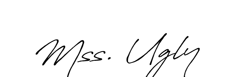 Similarly Antro_Vectra_Bolder is the best handwritten signature design. Signature creator online .You can use it as an online autograph creator for name Mss. Ugly. Mss. Ugly signature style 7 images and pictures png