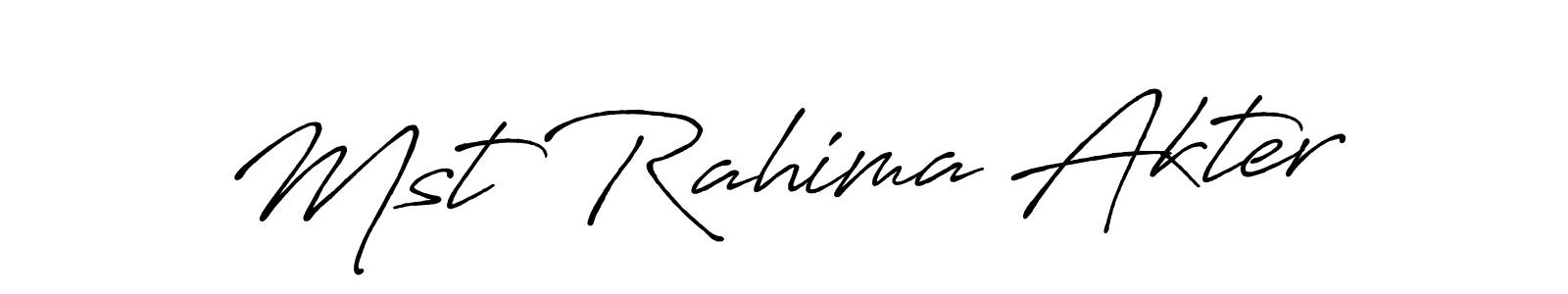How to make Mst Rahima Akter name signature. Use Antro_Vectra_Bolder style for creating short signs online. This is the latest handwritten sign. Mst Rahima Akter signature style 7 images and pictures png