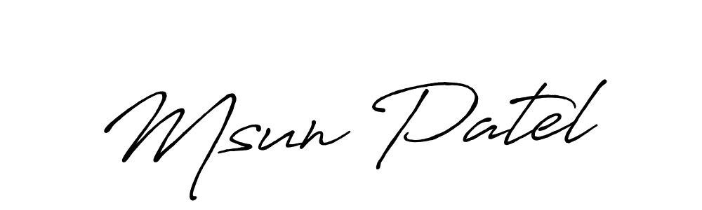 Similarly Antro_Vectra_Bolder is the best handwritten signature design. Signature creator online .You can use it as an online autograph creator for name Msun Patel. Msun Patel signature style 7 images and pictures png