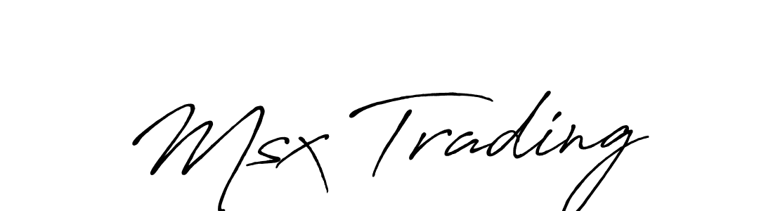 Create a beautiful signature design for name Msx Trading. With this signature (Antro_Vectra_Bolder) fonts, you can make a handwritten signature for free. Msx Trading signature style 7 images and pictures png