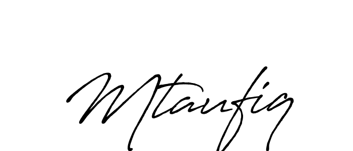 How to make Mtaufiq name signature. Use Antro_Vectra_Bolder style for creating short signs online. This is the latest handwritten sign. Mtaufiq signature style 7 images and pictures png