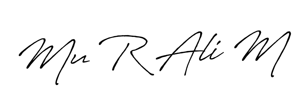 Create a beautiful signature design for name Mu R Ali M. With this signature (Antro_Vectra_Bolder) fonts, you can make a handwritten signature for free. Mu R Ali M signature style 7 images and pictures png