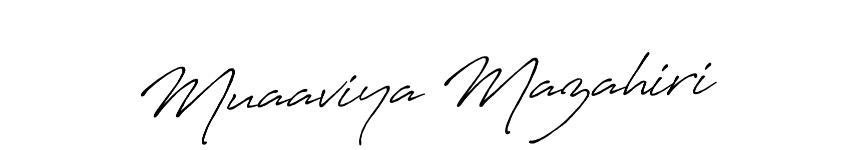The best way (Antro_Vectra_Bolder) to make a short signature is to pick only two or three words in your name. The name Muaaviya Mazahiri include a total of six letters. For converting this name. Muaaviya Mazahiri signature style 7 images and pictures png