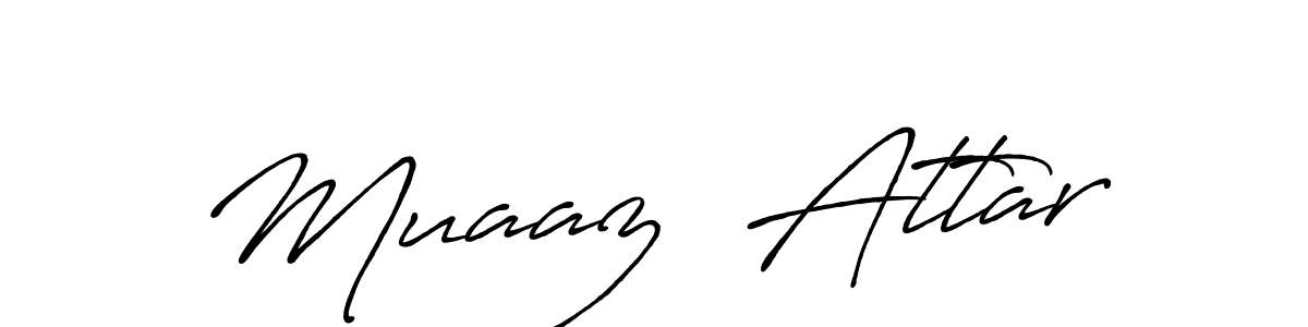 You can use this online signature creator to create a handwritten signature for the name Muaaz  Attar. This is the best online autograph maker. Muaaz  Attar signature style 7 images and pictures png