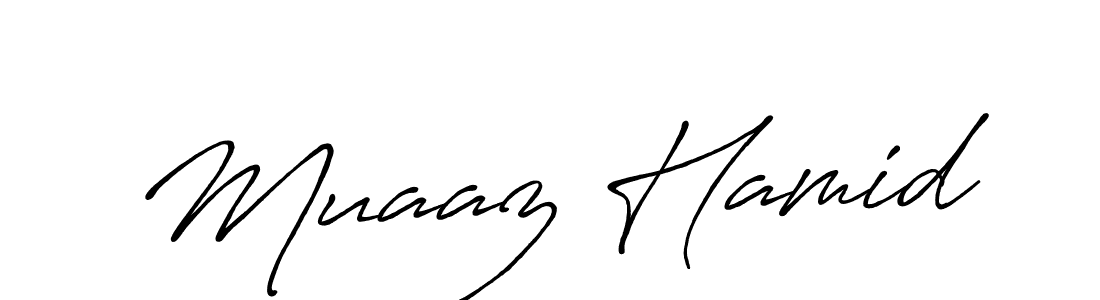 Muaaz Hamid stylish signature style. Best Handwritten Sign (Antro_Vectra_Bolder) for my name. Handwritten Signature Collection Ideas for my name Muaaz Hamid. Muaaz Hamid signature style 7 images and pictures png