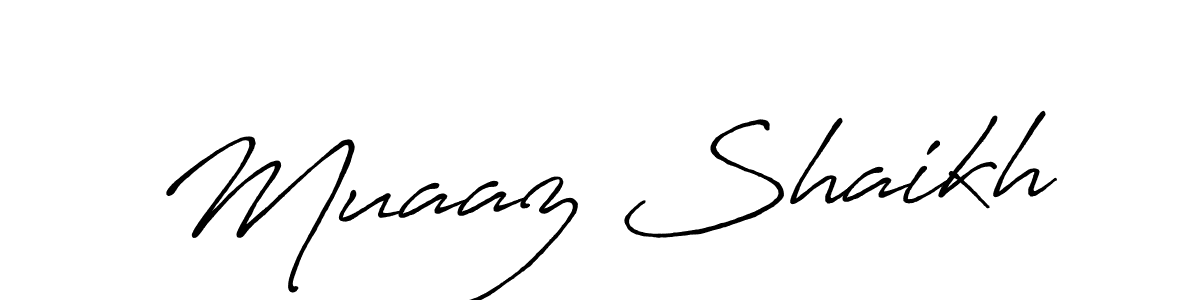Muaaz Shaikh stylish signature style. Best Handwritten Sign (Antro_Vectra_Bolder) for my name. Handwritten Signature Collection Ideas for my name Muaaz Shaikh. Muaaz Shaikh signature style 7 images and pictures png