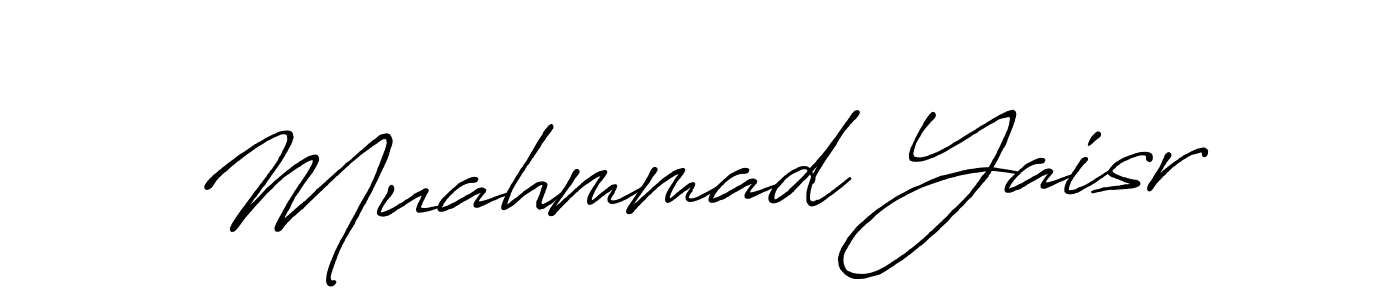 The best way (Antro_Vectra_Bolder) to make a short signature is to pick only two or three words in your name. The name Muahmmad Yaisr include a total of six letters. For converting this name. Muahmmad Yaisr signature style 7 images and pictures png