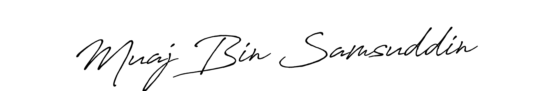 It looks lik you need a new signature style for name Muaj Bin Samsuddin. Design unique handwritten (Antro_Vectra_Bolder) signature with our free signature maker in just a few clicks. Muaj Bin Samsuddin signature style 7 images and pictures png