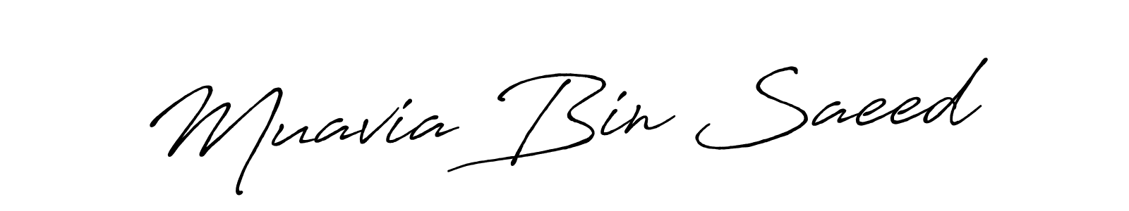 Use a signature maker to create a handwritten signature online. With this signature software, you can design (Antro_Vectra_Bolder) your own signature for name Muavia Bin Saeed. Muavia Bin Saeed signature style 7 images and pictures png