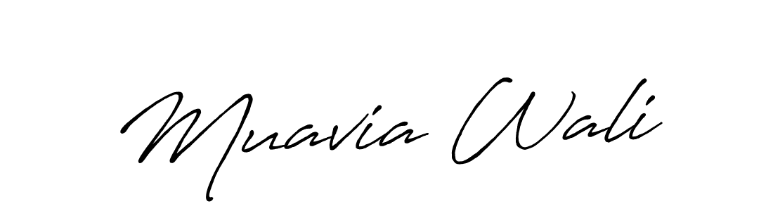 Make a beautiful signature design for name Muavia Wali. With this signature (Antro_Vectra_Bolder) style, you can create a handwritten signature for free. Muavia Wali signature style 7 images and pictures png