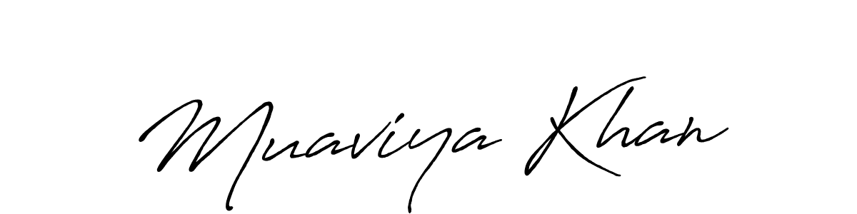 Create a beautiful signature design for name Muaviya Khan. With this signature (Antro_Vectra_Bolder) fonts, you can make a handwritten signature for free. Muaviya Khan signature style 7 images and pictures png