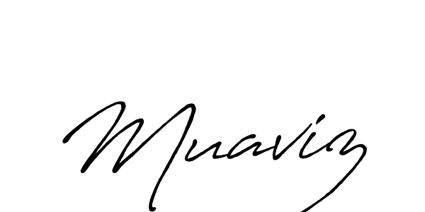 Use a signature maker to create a handwritten signature online. With this signature software, you can design (Antro_Vectra_Bolder) your own signature for name Muaviz. Muaviz signature style 7 images and pictures png