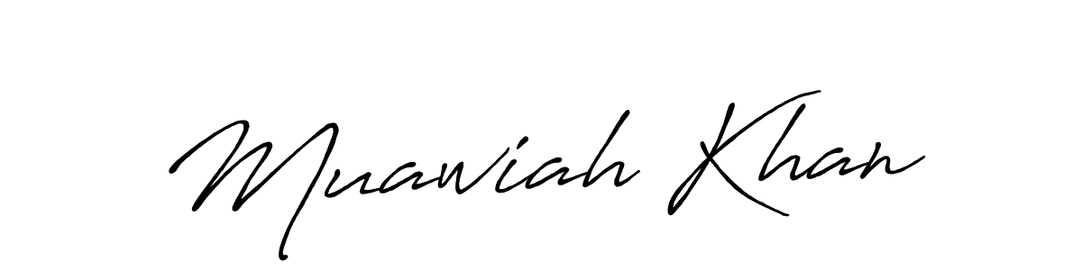 if you are searching for the best signature style for your name Muawiah Khan. so please give up your signature search. here we have designed multiple signature styles  using Antro_Vectra_Bolder. Muawiah Khan signature style 7 images and pictures png