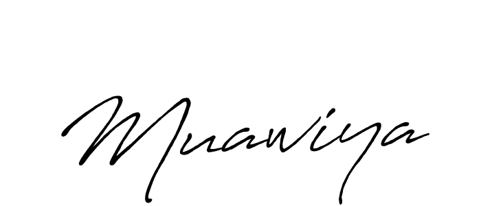 Make a beautiful signature design for name Muawiya. With this signature (Antro_Vectra_Bolder) style, you can create a handwritten signature for free. Muawiya signature style 7 images and pictures png