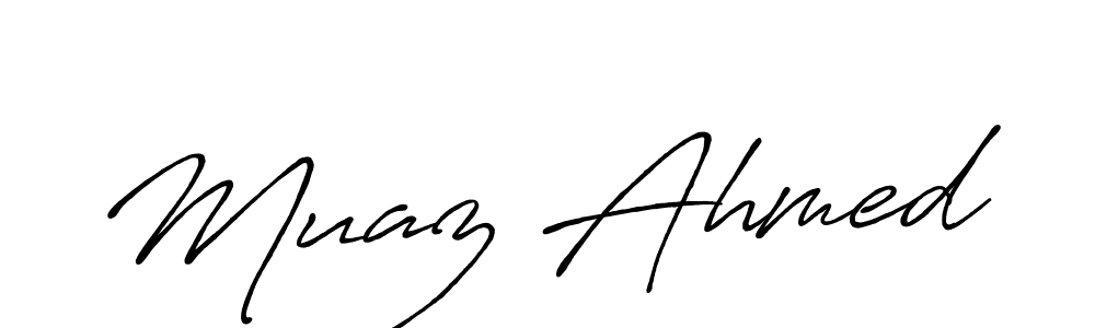 if you are searching for the best signature style for your name Muaz Ahmed. so please give up your signature search. here we have designed multiple signature styles  using Antro_Vectra_Bolder. Muaz Ahmed signature style 7 images and pictures png