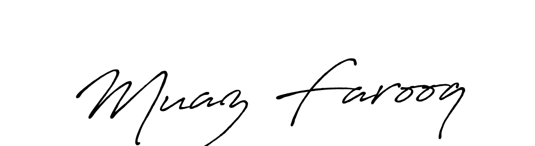 Design your own signature with our free online signature maker. With this signature software, you can create a handwritten (Antro_Vectra_Bolder) signature for name Muaz Farooq. Muaz Farooq signature style 7 images and pictures png