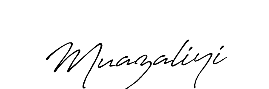 How to make Muazaliyi name signature. Use Antro_Vectra_Bolder style for creating short signs online. This is the latest handwritten sign. Muazaliyi signature style 7 images and pictures png