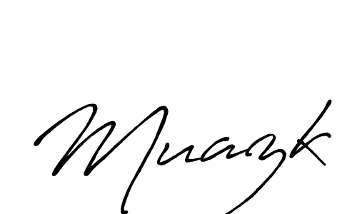 The best way (Antro_Vectra_Bolder) to make a short signature is to pick only two or three words in your name. The name Muazk include a total of six letters. For converting this name. Muazk signature style 7 images and pictures png