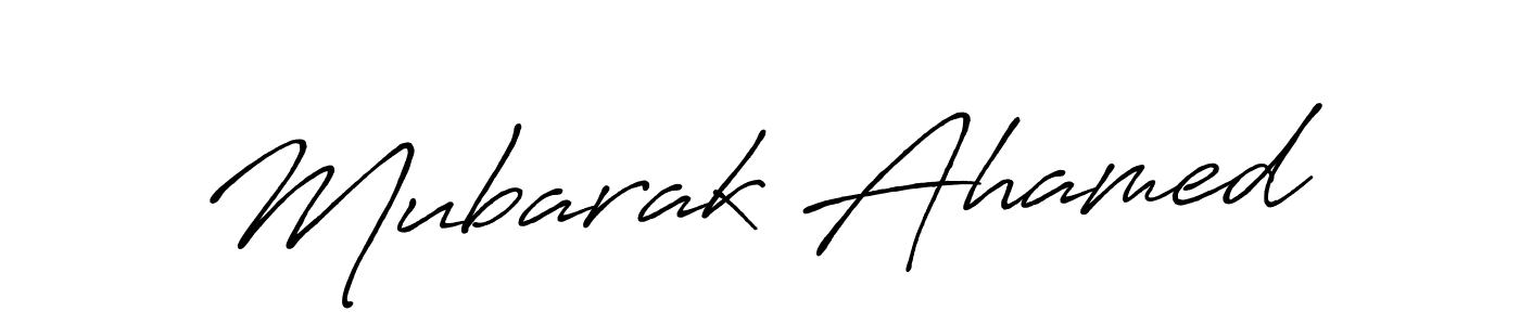 The best way (Antro_Vectra_Bolder) to make a short signature is to pick only two or three words in your name. The name Mubarak Ahamed include a total of six letters. For converting this name. Mubarak Ahamed signature style 7 images and pictures png