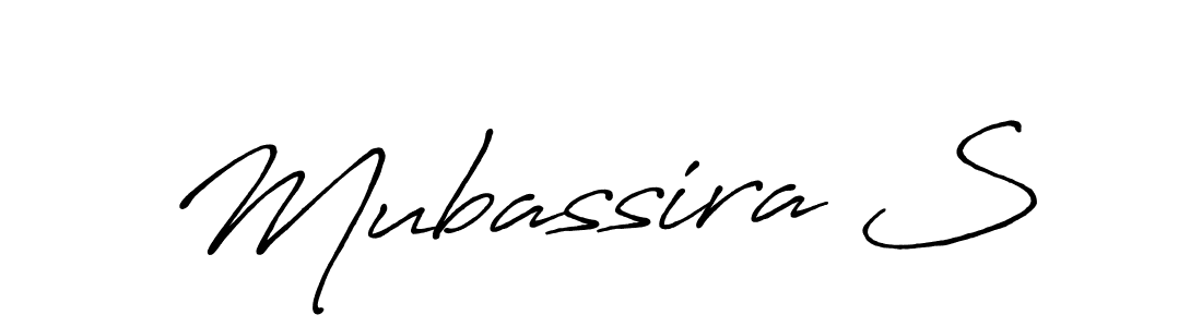 if you are searching for the best signature style for your name Mubassira S. so please give up your signature search. here we have designed multiple signature styles  using Antro_Vectra_Bolder. Mubassira S signature style 7 images and pictures png