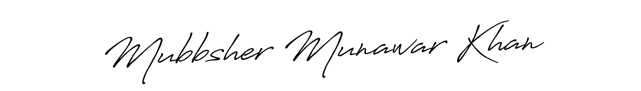 Antro_Vectra_Bolder is a professional signature style that is perfect for those who want to add a touch of class to their signature. It is also a great choice for those who want to make their signature more unique. Get Mubbsher Munawar Khan name to fancy signature for free. Mubbsher Munawar Khan signature style 7 images and pictures png