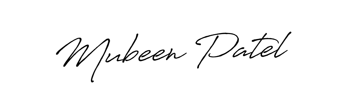 Create a beautiful signature design for name Mubeen Patel. With this signature (Antro_Vectra_Bolder) fonts, you can make a handwritten signature for free. Mubeen Patel signature style 7 images and pictures png