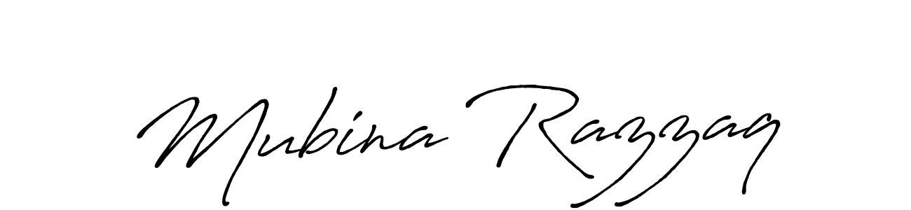 How to make Mubina Razzaq name signature. Use Antro_Vectra_Bolder style for creating short signs online. This is the latest handwritten sign. Mubina Razzaq signature style 7 images and pictures png