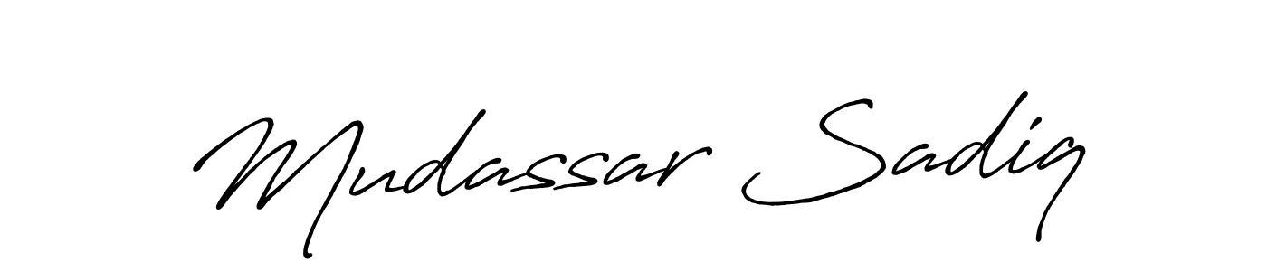 Make a beautiful signature design for name Mudassar Sadiq. With this signature (Antro_Vectra_Bolder) style, you can create a handwritten signature for free. Mudassar Sadiq signature style 7 images and pictures png