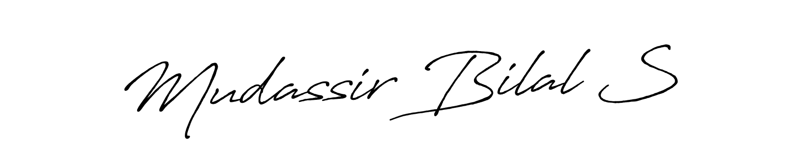 How to make Mudassir Bilal S name signature. Use Antro_Vectra_Bolder style for creating short signs online. This is the latest handwritten sign. Mudassir Bilal S signature style 7 images and pictures png