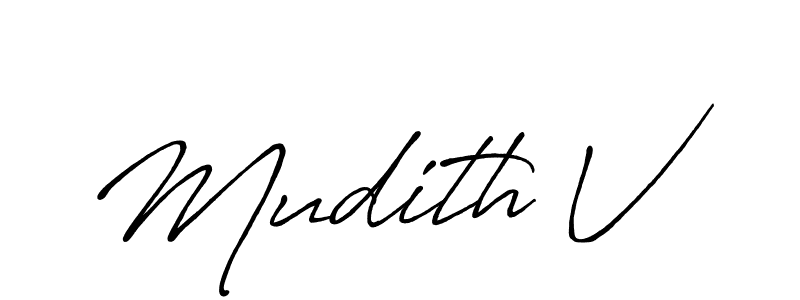 if you are searching for the best signature style for your name Mudith V. so please give up your signature search. here we have designed multiple signature styles  using Antro_Vectra_Bolder. Mudith V signature style 7 images and pictures png