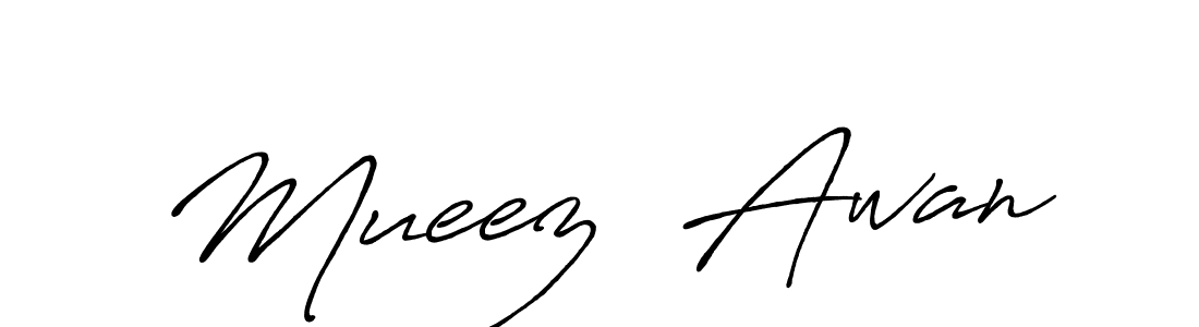How to make Mueez  Awan name signature. Use Antro_Vectra_Bolder style for creating short signs online. This is the latest handwritten sign. Mueez  Awan signature style 7 images and pictures png
