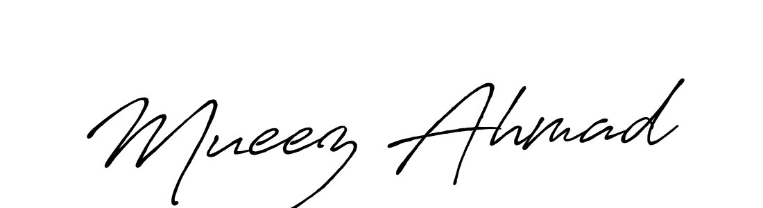 Also we have Mueez Ahmad name is the best signature style. Create professional handwritten signature collection using Antro_Vectra_Bolder autograph style. Mueez Ahmad signature style 7 images and pictures png