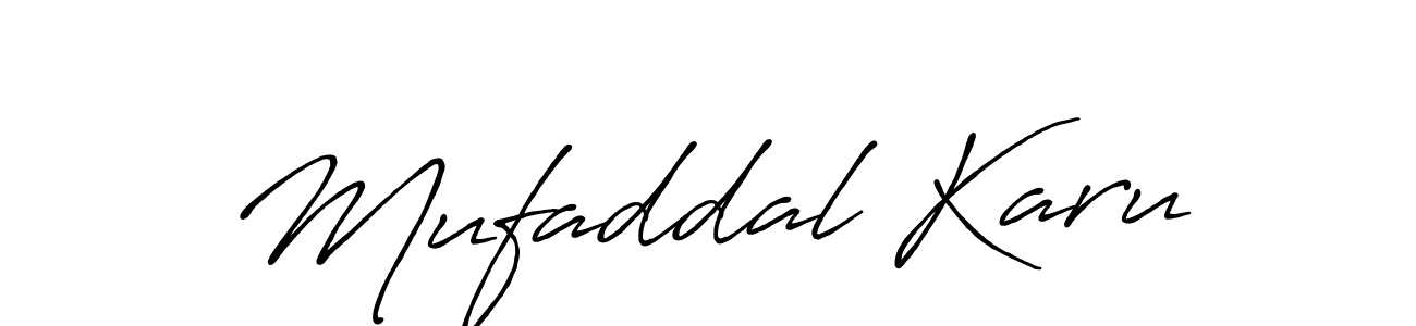 How to make Mufaddal Karu name signature. Use Antro_Vectra_Bolder style for creating short signs online. This is the latest handwritten sign. Mufaddal Karu signature style 7 images and pictures png