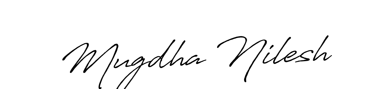 Create a beautiful signature design for name Mugdha Nilesh. With this signature (Antro_Vectra_Bolder) fonts, you can make a handwritten signature for free. Mugdha Nilesh signature style 7 images and pictures png