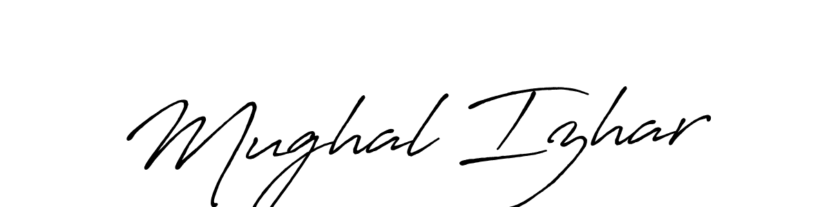 Use a signature maker to create a handwritten signature online. With this signature software, you can design (Antro_Vectra_Bolder) your own signature for name Mughal Izhar. Mughal Izhar signature style 7 images and pictures png