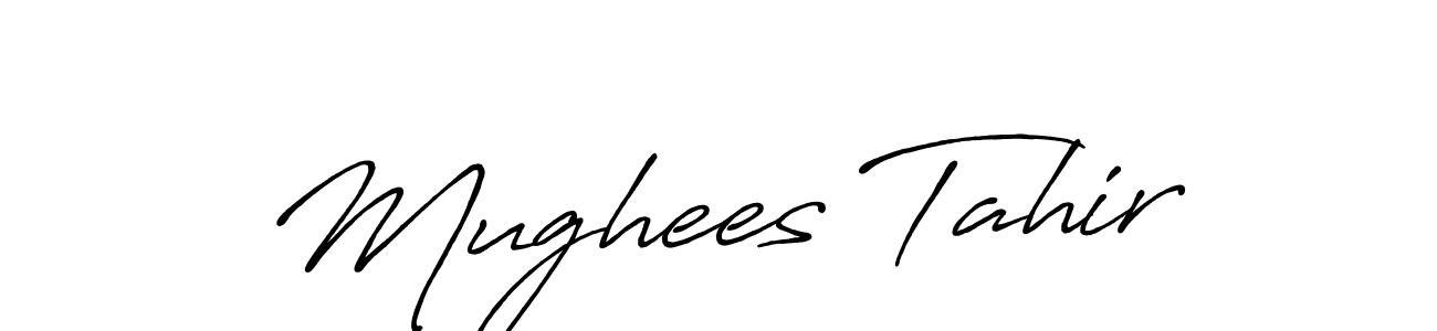 The best way (Antro_Vectra_Bolder) to make a short signature is to pick only two or three words in your name. The name Mughees Tahir include a total of six letters. For converting this name. Mughees Tahir signature style 7 images and pictures png