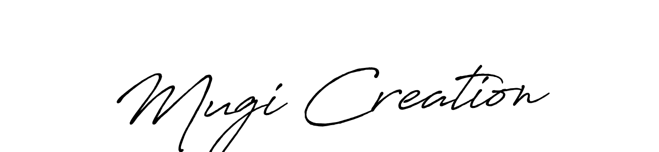 How to make Mugi Creation name signature. Use Antro_Vectra_Bolder style for creating short signs online. This is the latest handwritten sign. Mugi Creation signature style 7 images and pictures png