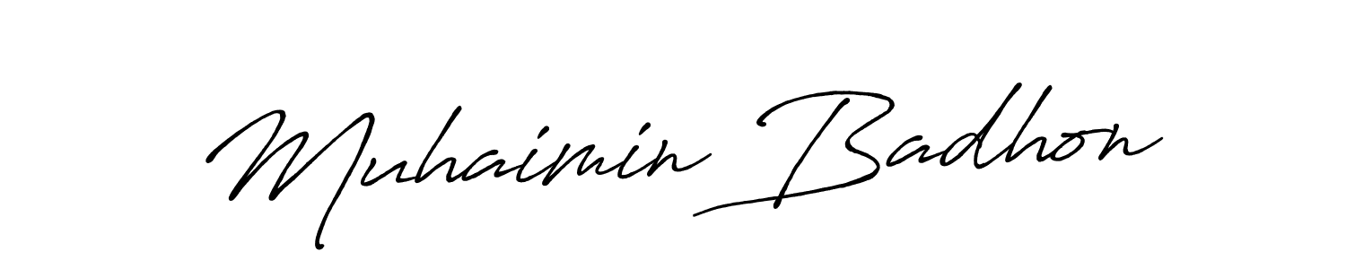 if you are searching for the best signature style for your name Muhaimin Badhon. so please give up your signature search. here we have designed multiple signature styles  using Antro_Vectra_Bolder. Muhaimin Badhon signature style 7 images and pictures png
