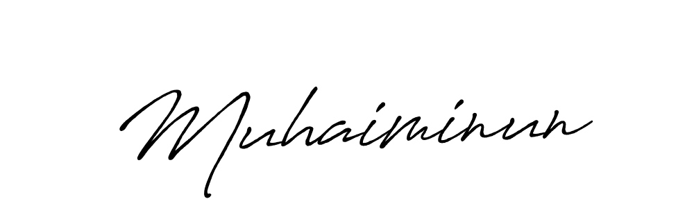 Use a signature maker to create a handwritten signature online. With this signature software, you can design (Antro_Vectra_Bolder) your own signature for name Muhaiminun. Muhaiminun signature style 7 images and pictures png